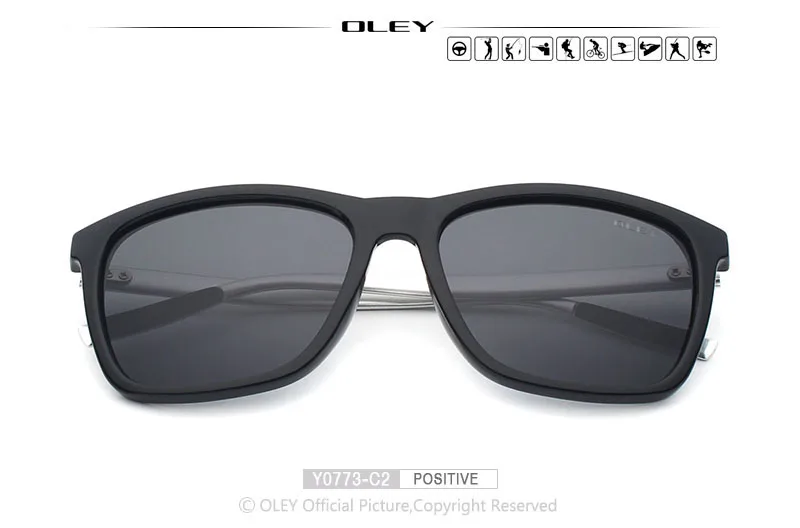 OLEY Алюминий Магний+ R90 Модные солнцезащитные очки для мужчин и женщин поляризационные Квадратные Солнцезащитные очки для вождения zonnebril dames - Цвет линз: Y0733 C2 BOX
