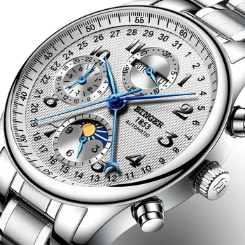 

Switzerland BINGER watches men luxury brand Multiple functions Moon Phase sapphire Calendar Mechanical Wristwatches B-603-8