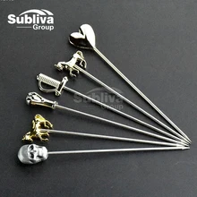 6PS Cocktail Pick Stainless Steel Fruit Sticks Bar Tools Drink Stirring Sticks Martini Picks Party Wedding Accessory