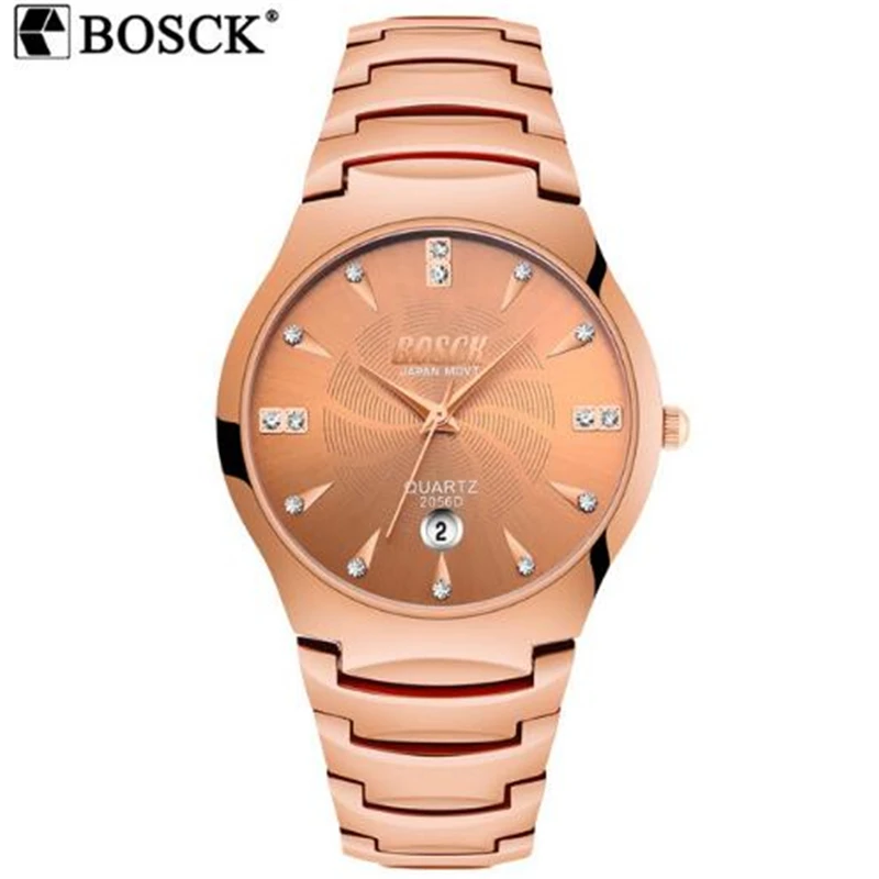 

reloj mujer Couple Watch Women BOSCK Men Top Brand Luxury Stainless Steel Watches Waterproof Lovers' Watch Fashion Crystal Clock