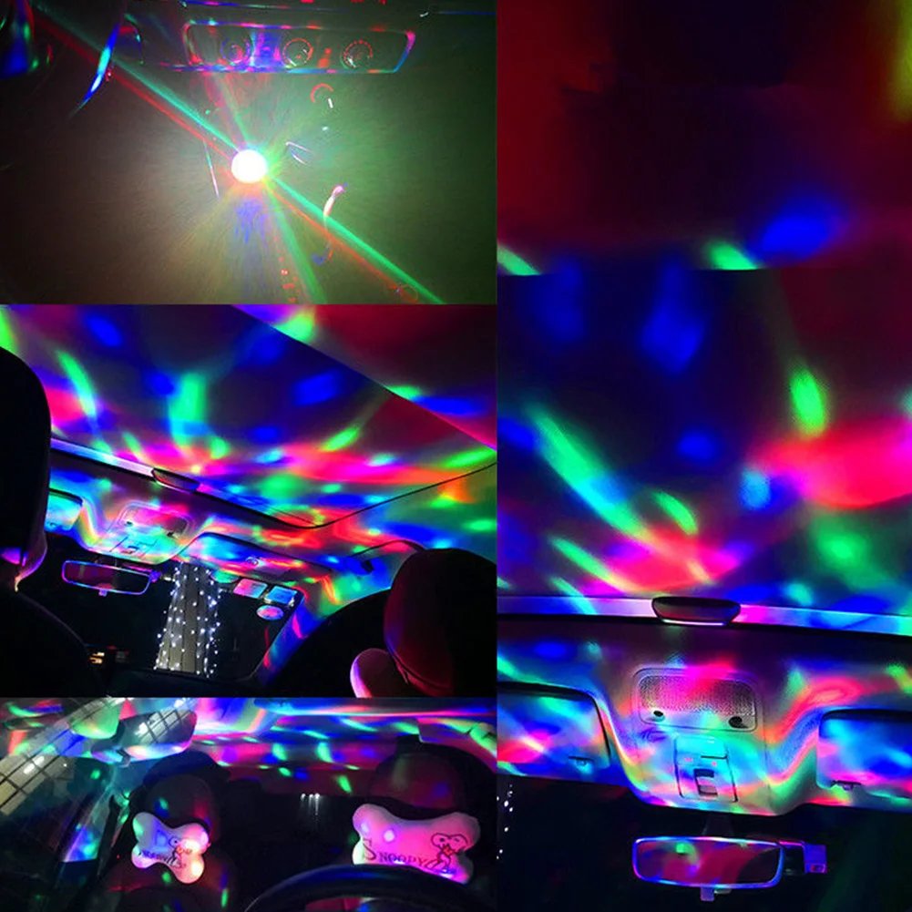 

Portable Colorful Decoration Rotating Colorful LED Music Projector Mini USB Party Car Interior Atmosphere