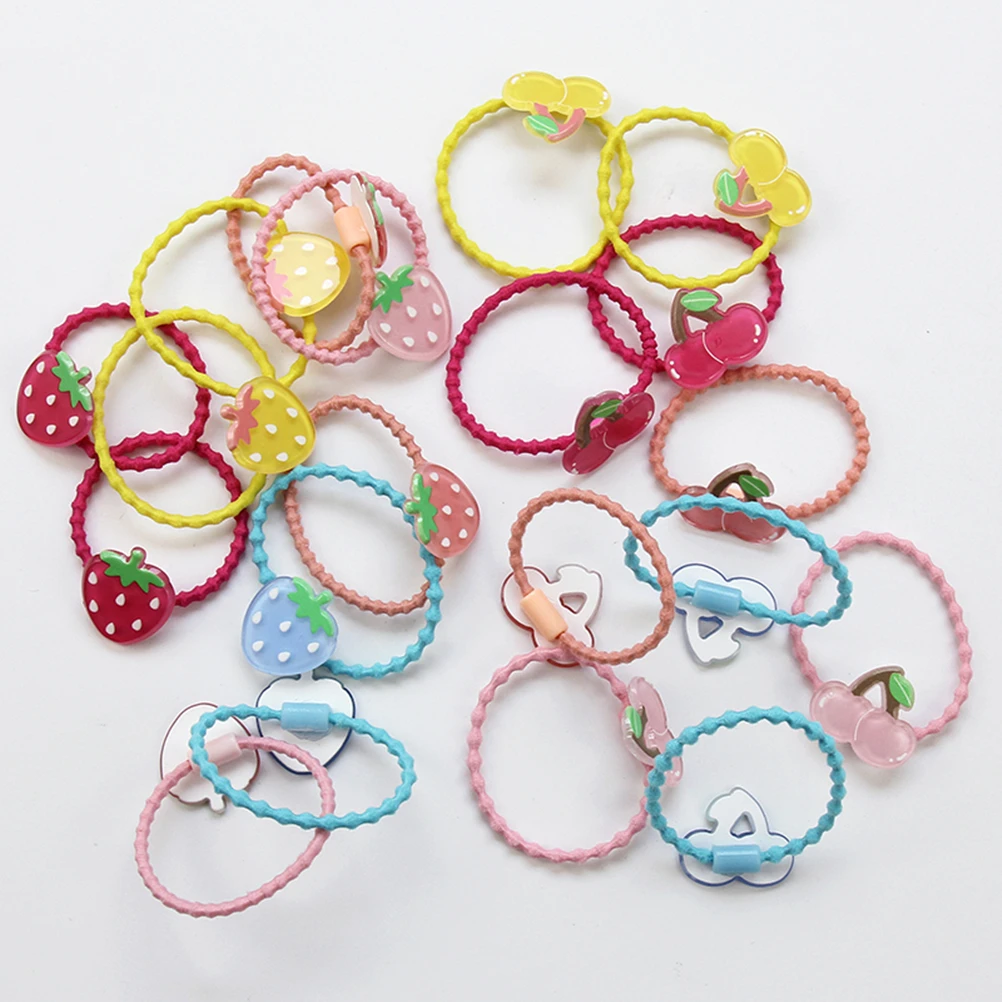 M MISM INS New Style Fruit Gum For Hair Girls Pendant Elastic Hair Bands Girls Ponytail Holders 10 Pieces\ Set Hair Accessories