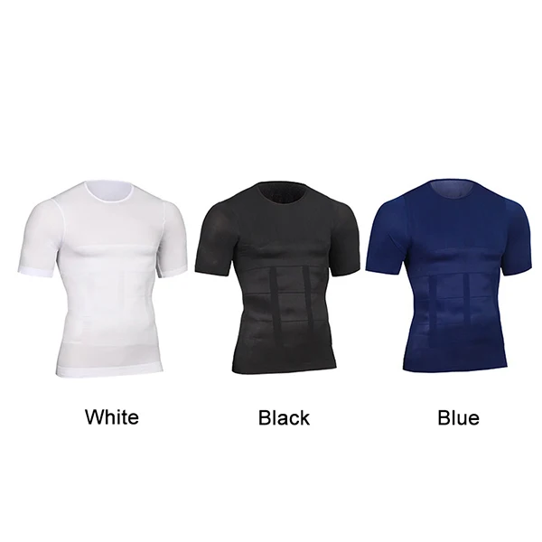 

Newly Men Compression Short Sleeve T-Shirt Belly Control Body Build Shapewear Summer Slimming Shaper 19ing