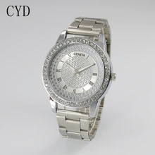 2016 Mode Montre Genève Unisexe Quartz Montre Femmes Analogique Montres Bling Cristal Horloges Montre En Acier Inoxydable Relogio Reloj