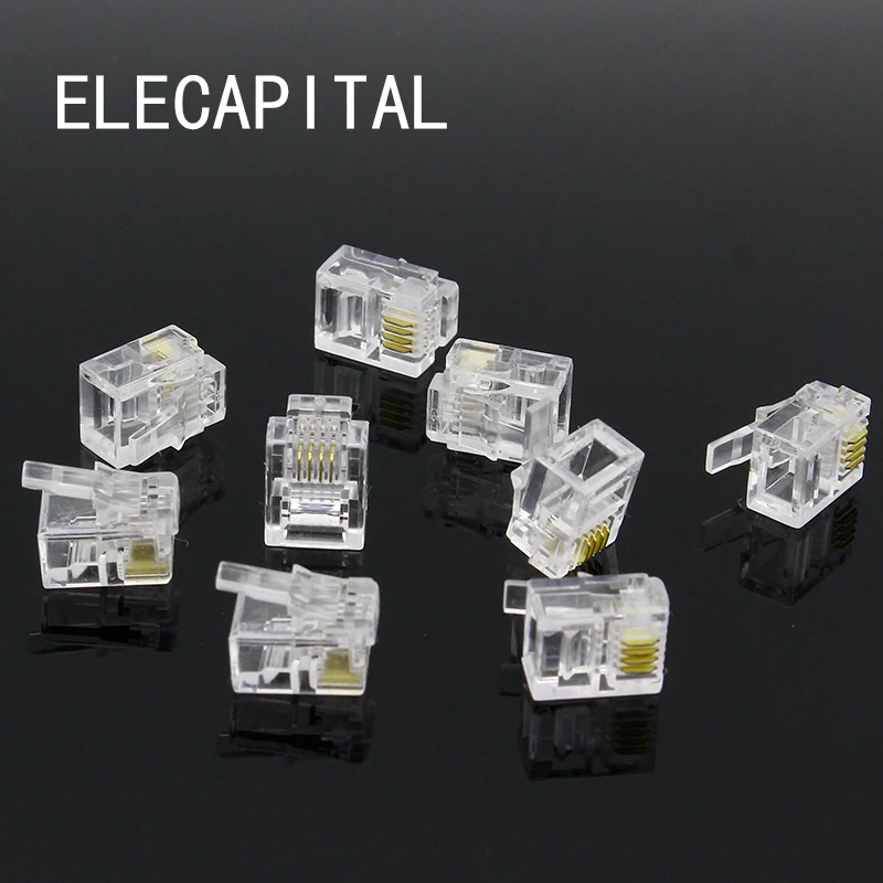 100pc 4P4C 4  4  RJ10 ȭ ⷯ ÷ , RJ10 ڵ Ŀ