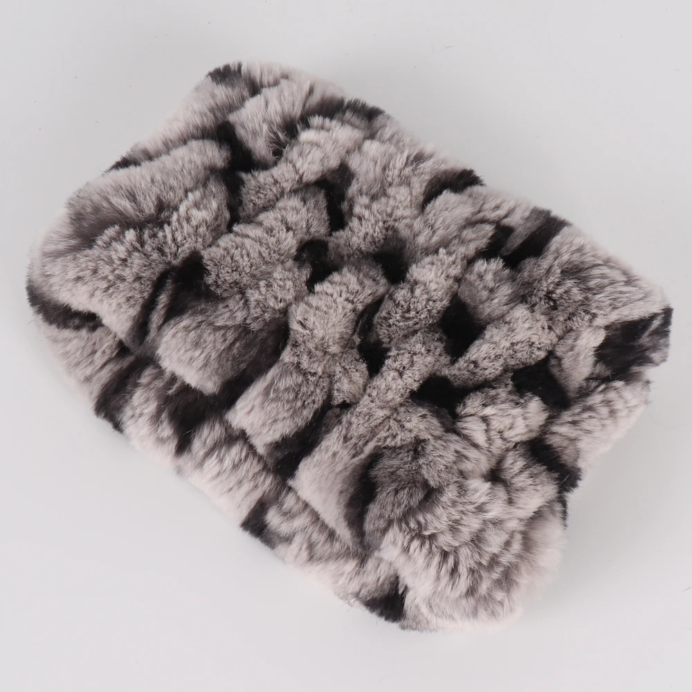 Women Handmade Stretch 100% Real Rabbit Fur Scarf Knit Genuine Rex Rabbit Fur Headbands Girls Natural Rabbit Fur Ring Scarves 4