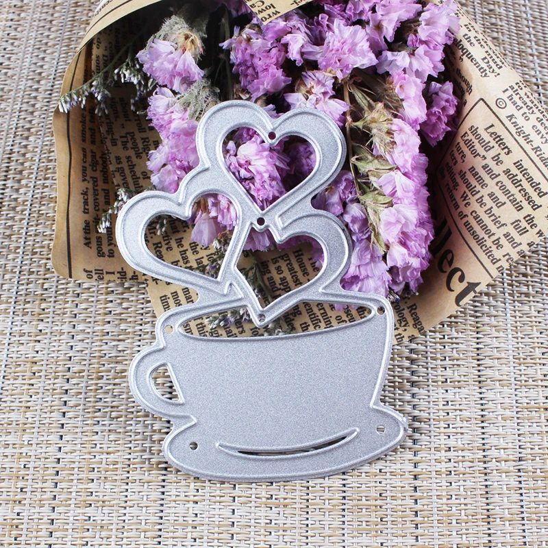 

Metal Cutting Dies Coffee Cup Love Sweet Heart Relax Scrapbook Album Embossing Stencils Paper Craft Template Cutter#047