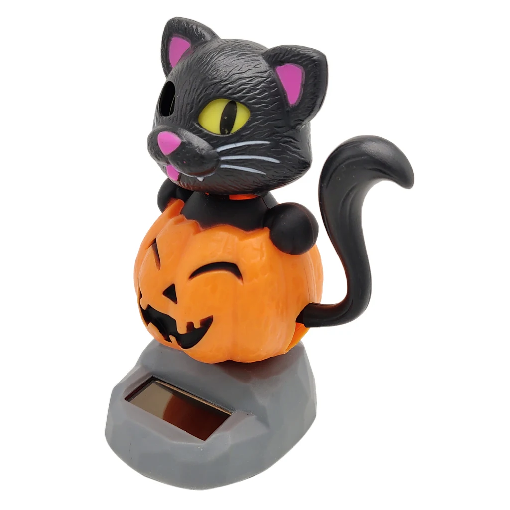 Cartoon Solar Powered Dancing Pumpkin Cat Swing Figure Model Toy Dashboard Car Desk Decoration