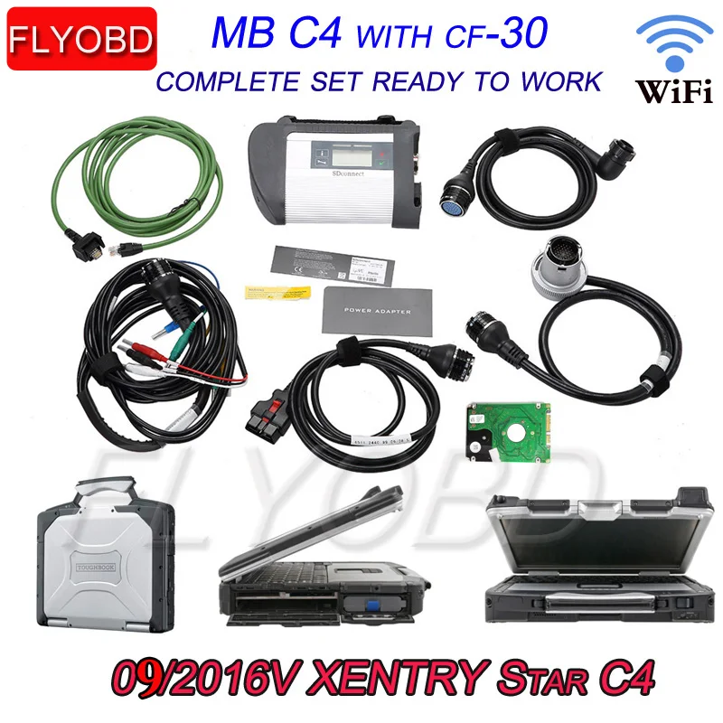 

03/2019 HDD Software Warranty Quality wifi MB Star C4 SD Connect C4 Diagnosis tool with Super Military CF-30 laptop & Suitcase