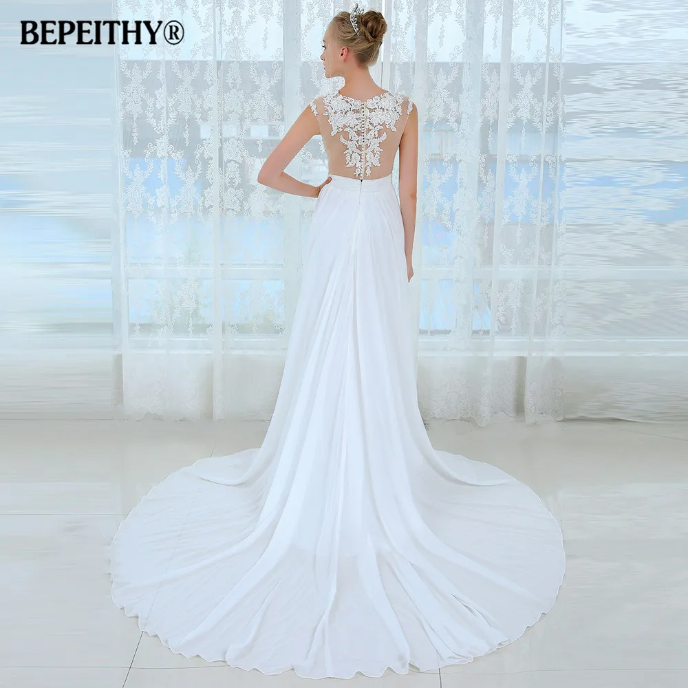 Vestido De Novia, короткий рукав, Пляжное свадебное платье, кружевные сексуальные свадебные платья, шифоновое свадебное платье, горячая распродажа