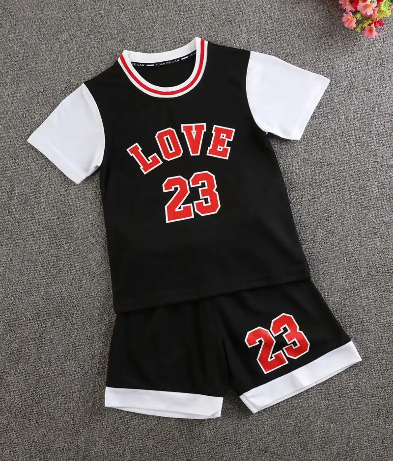Для мальчиков баскетбольные формы, без надписей спортивный набор детский баскетбол комплекты молодежного детская форма для бега тренировочные майки комплекты с шортами - Цвет: 2123 black