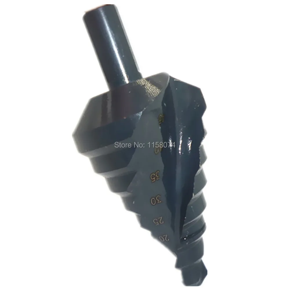 10-45mm 8steps Nitriding Black Spiral Groove Step Drill Bit Triangle Round Shank