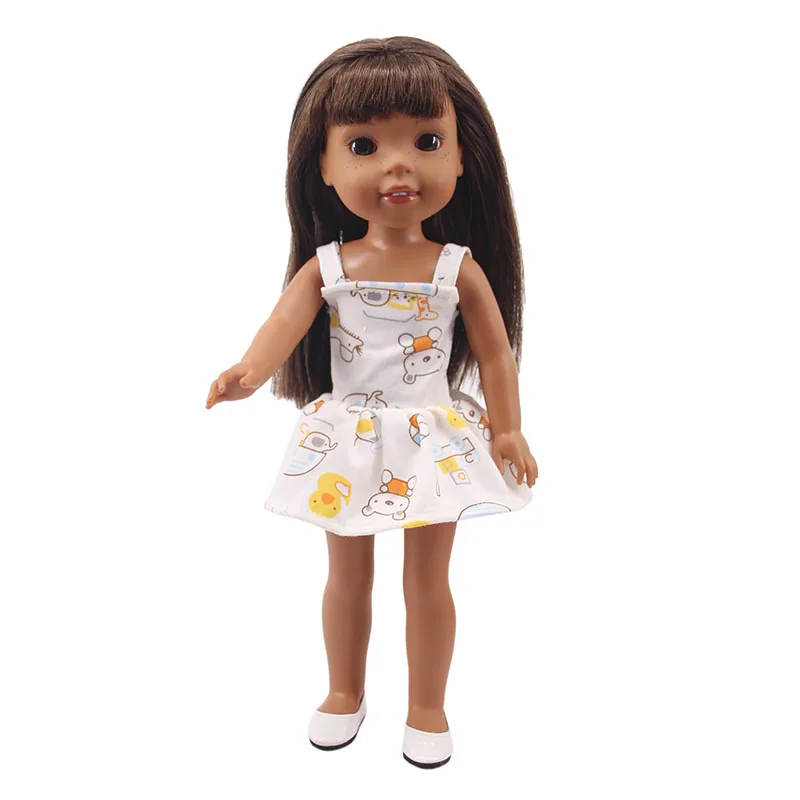 Новое милое платье с рисунком из мультфильма, подходит для 14,5 Дюймов, американские кукольные аксессуары, лучший рождественский подарок для детей