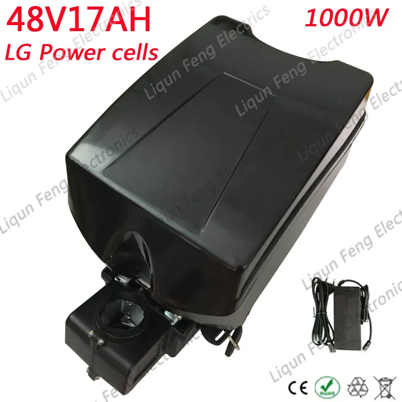 

Free Tax 1000W 48V 16AH Electric Bike Lithium Battery 48V 17AH Ebike li-ion Battery For LG 3400MAH 18650 Cells With 30A BMS
