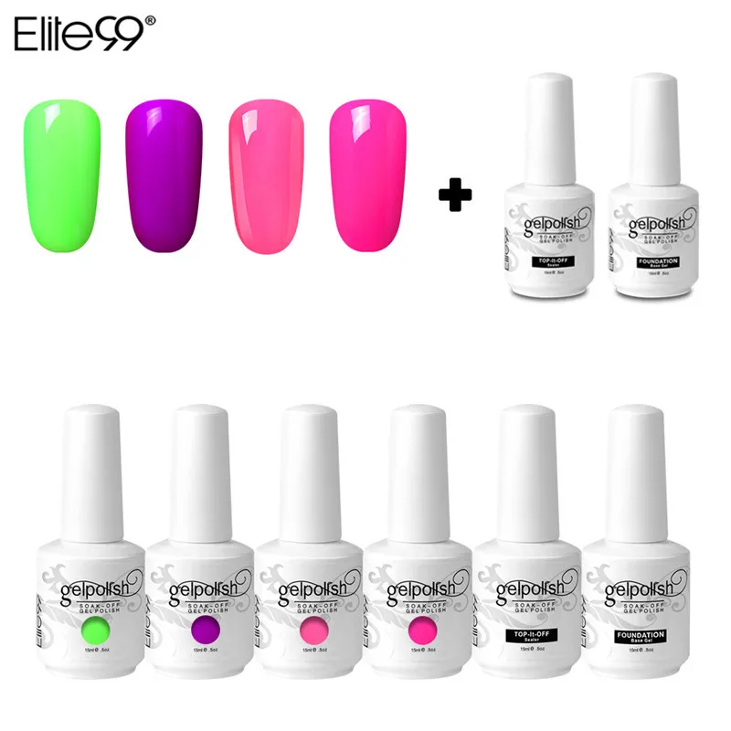 

(6PCS) Elite99 Nail Gel Polish For Manicure UV LED Nail Varnish Hybrid Semi Permanent Gel Lacquer Nail Art Design Tools Nail Set