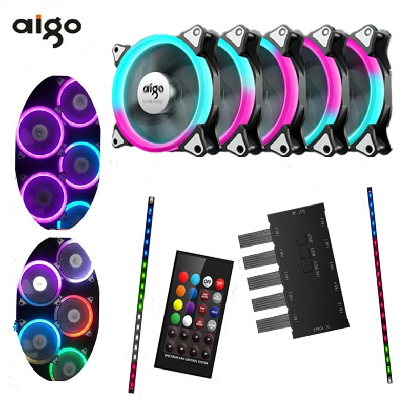 

Aigo fan octave space C5 fan computer desktop fan iridescence RGB 12 cm aurora aperture water multimodal fan cooling