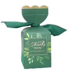 Новый Романтический темно-зеленый пользу конфеты Коробки с лентой украшение для свадьбы или День рождения события подарки конфеты