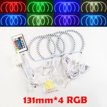 Flytop 4x131 мм RGB светодиодный Ангел глаза многоцветная фара с Halo Кольцо пульт дистанционного управления для BMW E46 E39 M3 E36 E38
