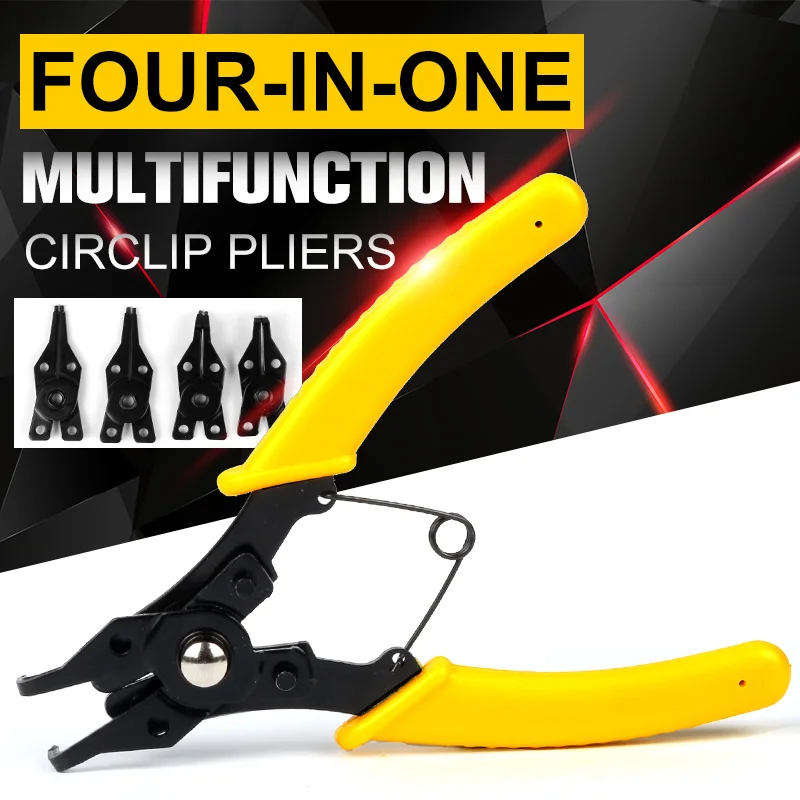 

Multi-function Pliers High Carbon Steel Pliers Yellow Handle Snap Ring Clamp Replaceable Assembly Tool
