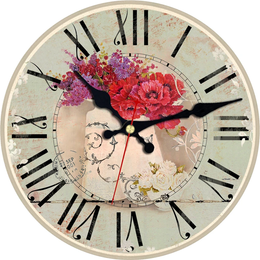 Meistar 9 моделей Винтаж цветочный дизайн круглые часы Тихая Home Decor исследование кафе офисные часы большой искусства настенные часы 6 дюймов