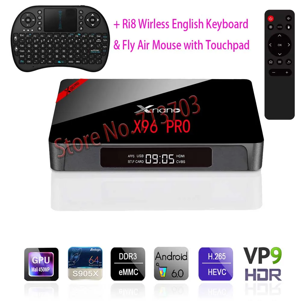 ТВ приставка X96 PRO Android 6 0 Amlogic S905X 4K 2 4 GHz WiFi Bluetooth HDMI 2.0A и светодиодный индикатор AV LAN