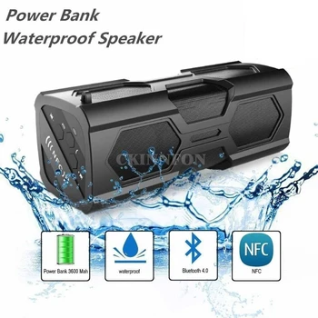 

10Pcs/Lot 2017 Bluetooth Wireless Speaker Outdoor Waterproof Shakeproof NFC Speaker Bass Sound +3600mah Power