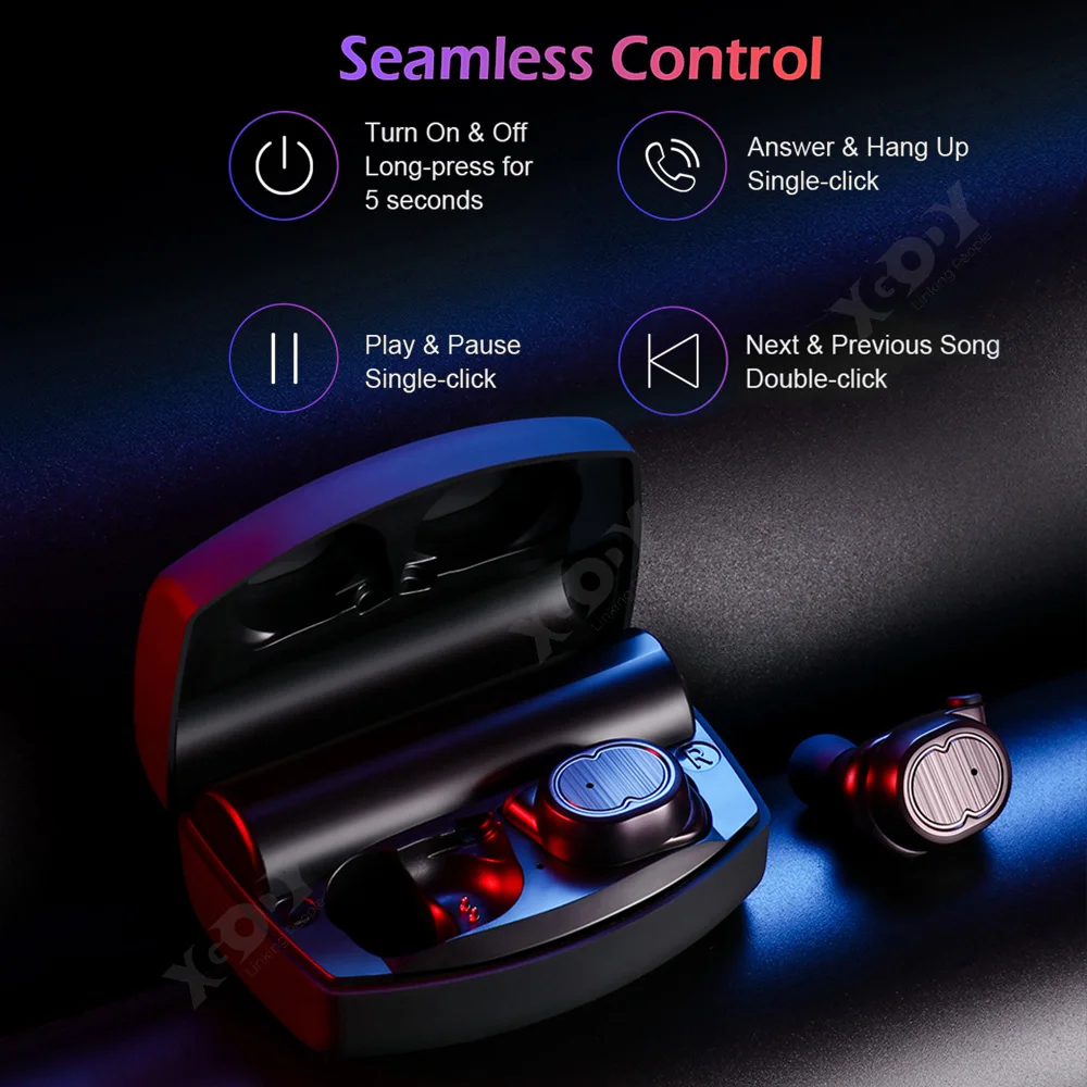 XGODY TWS-8 Plus, настоящие беспроводные наушники, спортивные наушники с шумоподавлением, Bluetooth 5,0, наушники с ушным крюком, поддержка Powerbank