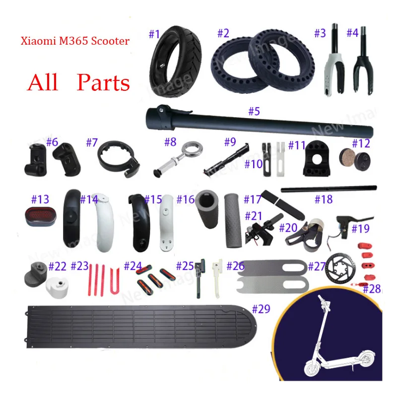 

2019 All Parts Repair Replacement Fender for 2019 New xiaomi m365 Electric Scooter Screws Bell Brake Handle Disc Brake For patinete