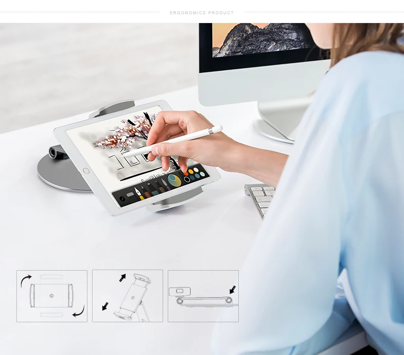 Смартфон Подставка для планшета база 360 Вращение алюминиевый настольный держатель Поддержка 3,5-6," смартфон для iPad Pro Air Mini 7-14"