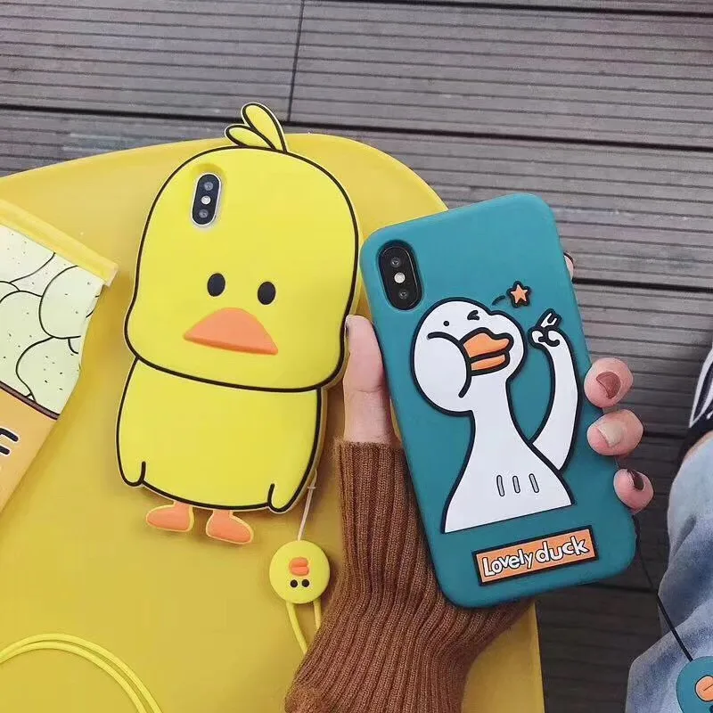

2018 new Cute 3D Cartoon Yellow duck Soft silicone Phone Cover Case For iPhone X XS Max XR 8 7 Plus 6 6S Plus 5 SE 5S Phone case