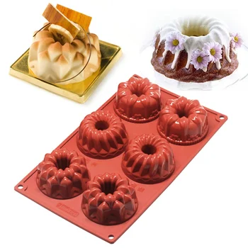 

New Arrival Cookie DIY Baking Bakeware 6-Cavity Silicone Mini Bundt Mold Baking Pan Cookie DIY Bakeware Mold DA