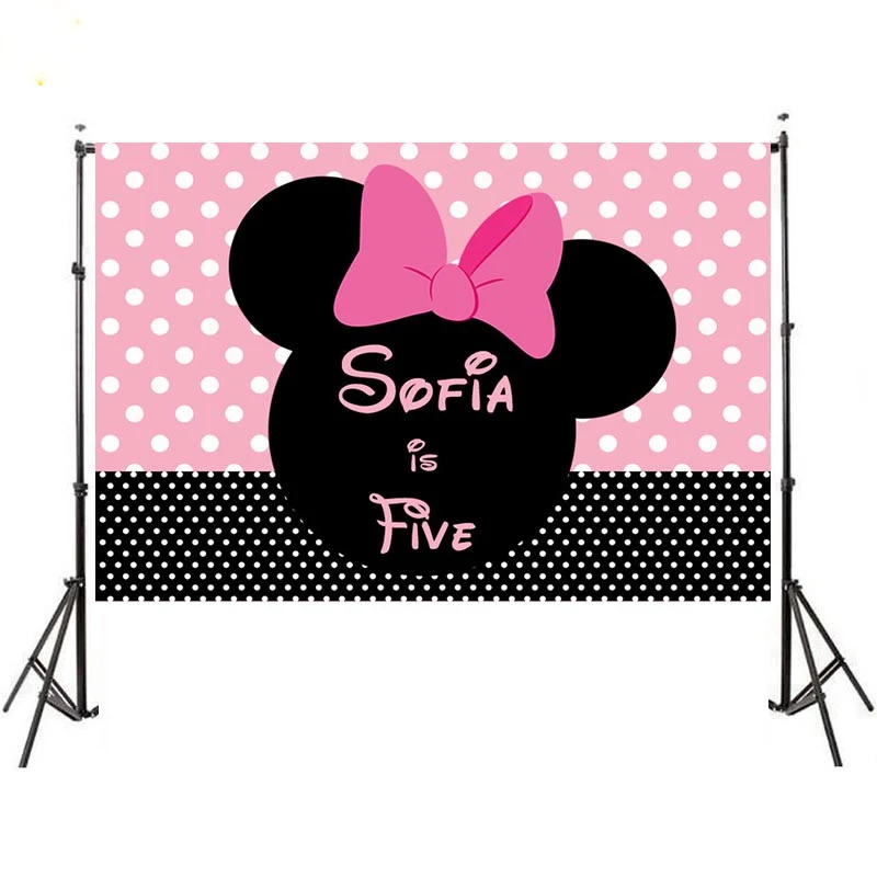 

MEHOFOTO Photocall Backgrounds Portrait Pink Minnie Mouse Polka Dots Custom Photo Studio Background Baby Newborn Backdrop Vinyl
