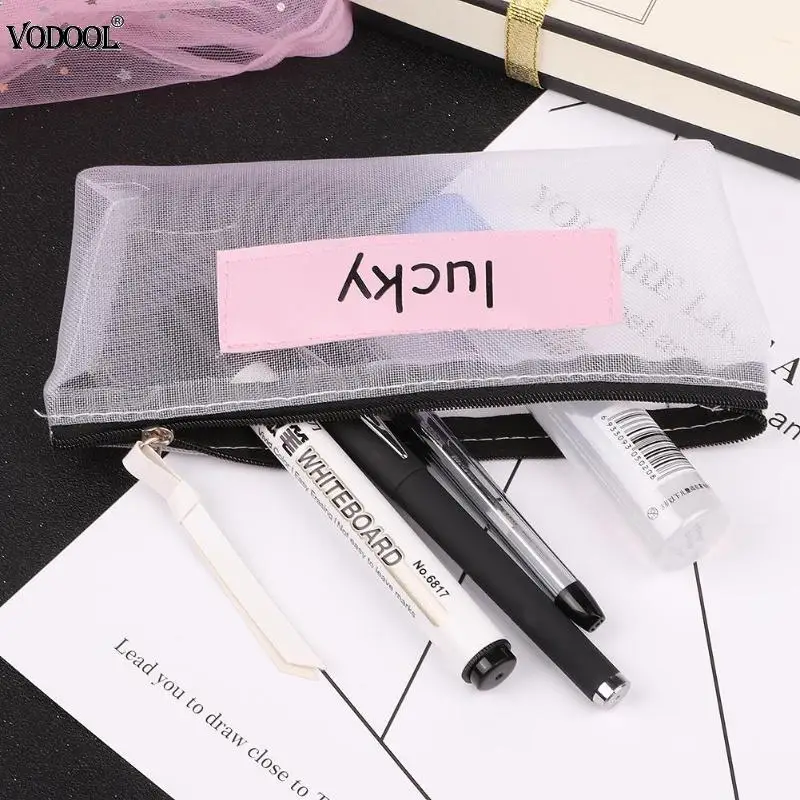 

4 Styles Colorful Letters Canvas Pencil Case Storage Organizer Students Large Capacity Pen Bag Pouch Stationery Accessories