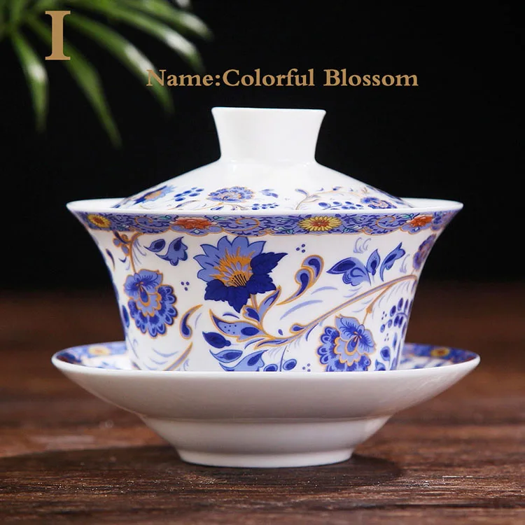 Китайский фарфоровый чайный сервиз Gaiwan, синяя и белая керамическая супница, традиционный китайский чайный набор кунг-фу Gaiwan 200cc