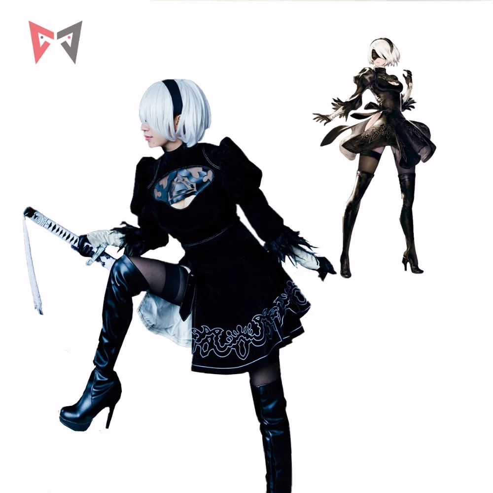 Athemis NieR Automata Косплей костюмы YoRHa № 2 Тип B Костюм 2B комплект Индивидуальный