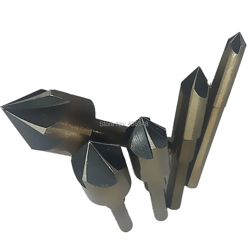 5pcs Industrial Countersink Drill Bit Set 5 Flute Hss Counter Sink
