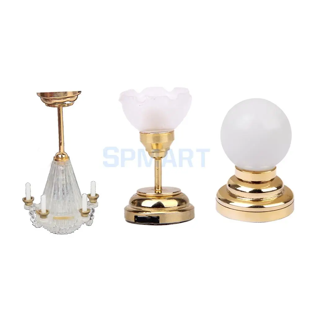 3Pcs/Pack 1:12 Scale Dollhouse Minature Light LED Lamp Model Dolls House Furniture Decoration Model Toy