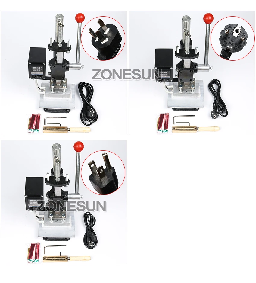 ZONESUN 110 В или 220 В цифровой Срок годности пластиковая кожа горячего фольги проштампованный с тиснением машина жары пресс Дырокол пресс