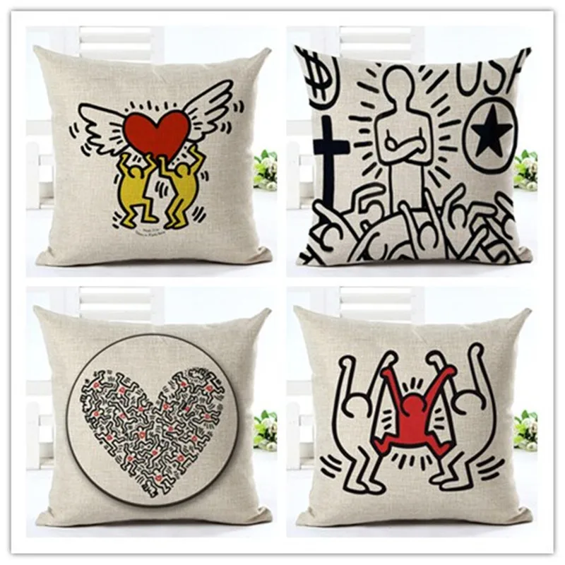 

Abstract Painting Cartoon Printed Houseware Home Decor Cojines Printed Sofa Pillow Throw Linen Cotton Pillow Cushion Almofadas