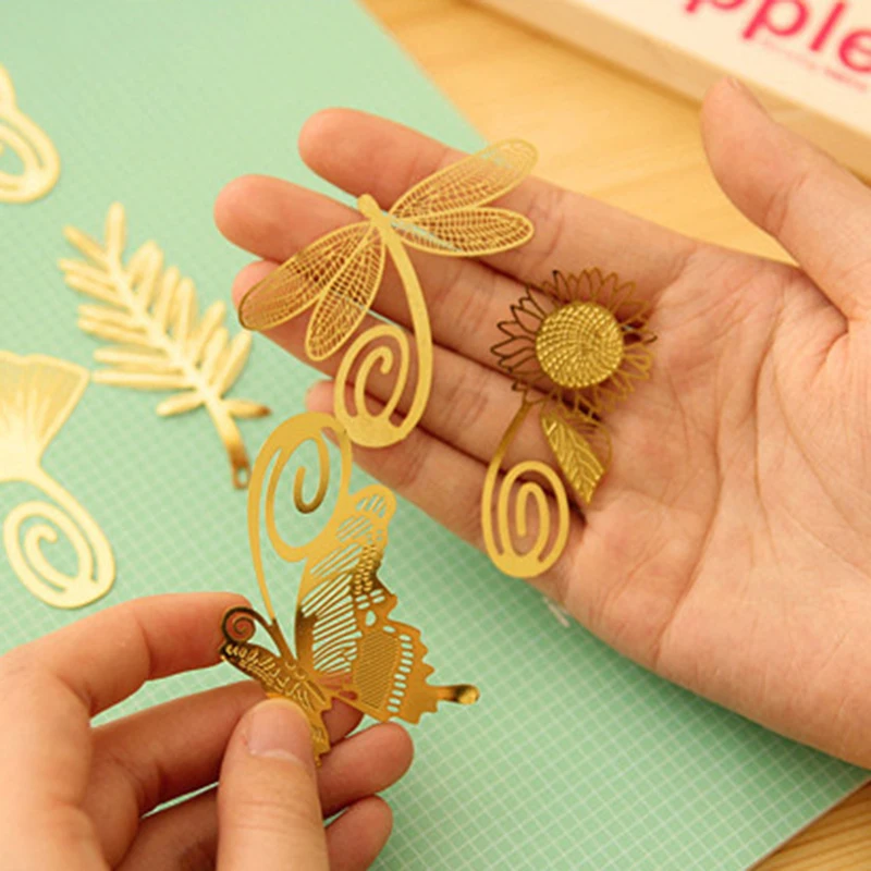 Упаковка из 8 милых мультяшных художественных металлических золотых закладок для чтения Новая новинка