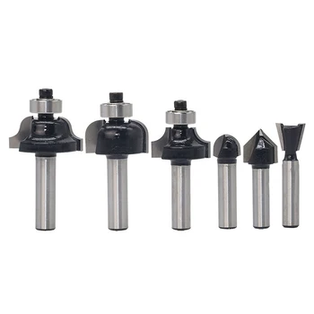 

6PCS/SET 8MM Router Bits Set Professional Shank Tungsten Carbide Router Bit Cutter Set for Woodworking Engraving Tools Kit