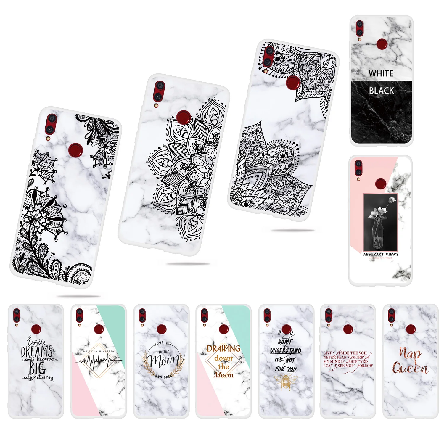 

Marble Clear Cases For Huawei Honor 8X 7A Pro 7C 7S 7X 10 Honor 8 Pro V9 8 Lite 9 P Smart Plus 2019 Covers Silicone Housings