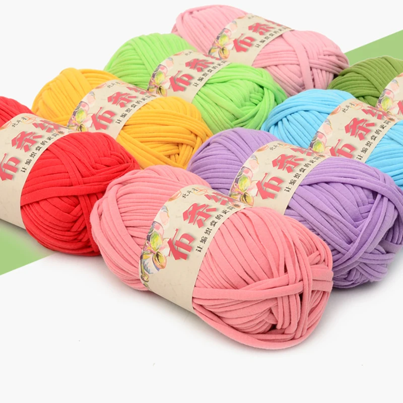 

100g/Ball Polyester Hand Knitting Candy Color Cotton Cloth Wool Yarn Woven Thick Thread Hand-knit Crocheted Blanket Yarn Craft