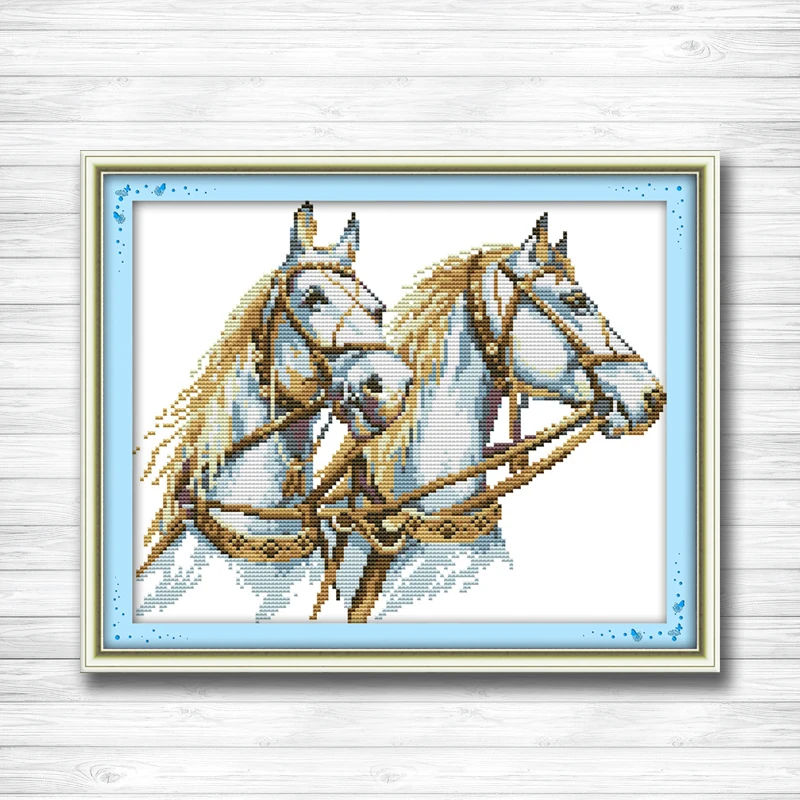 Two noble horses Pattern printed on canvas DMC 11CT 14CT Cross Stitch kits needlework Set DIY embroidery animal Style Home Decor | Дом и сад
