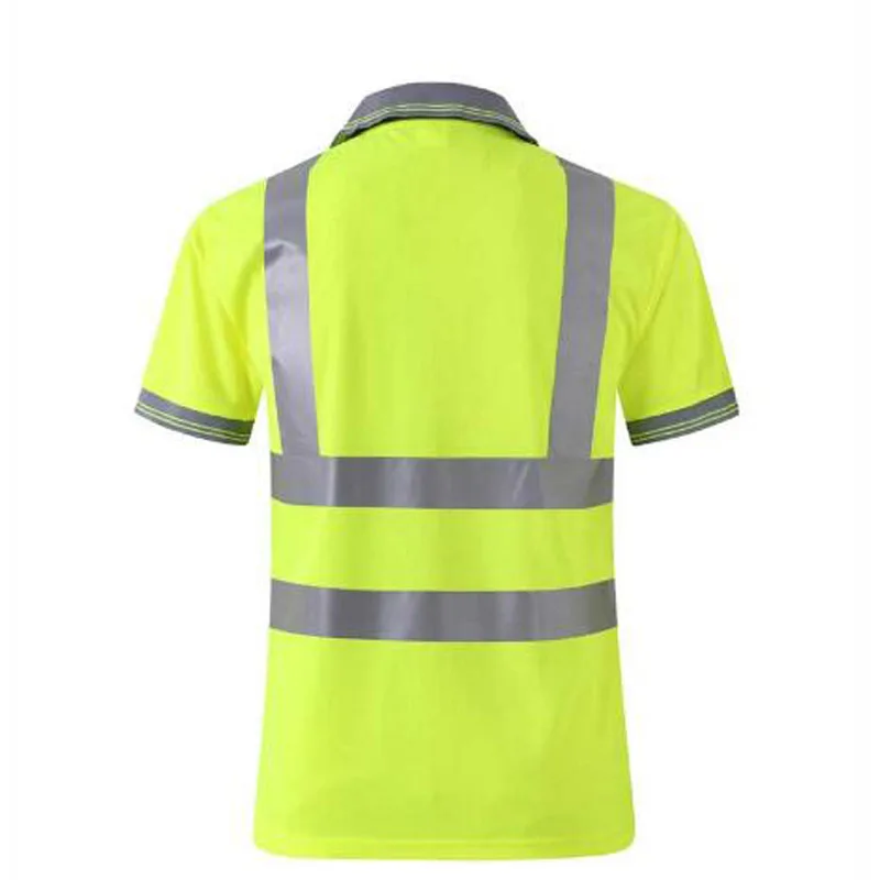 Летняя одежда для безопасности Светоотражающая Спецодежда высокой видимости футболка с коротким рукавом флуоресцентный желтый рабочие Топы футболка быстросохнущая