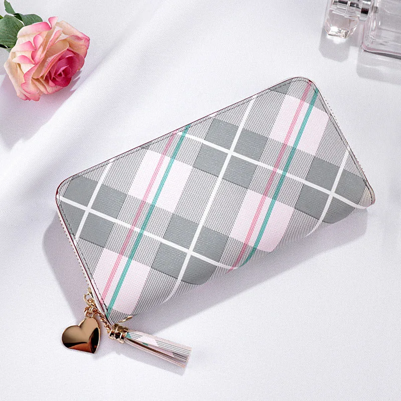 

Ladies long wallet Korean print hit color ladies zipper wallet large capacity clutch bag purse card package mobile phone bag