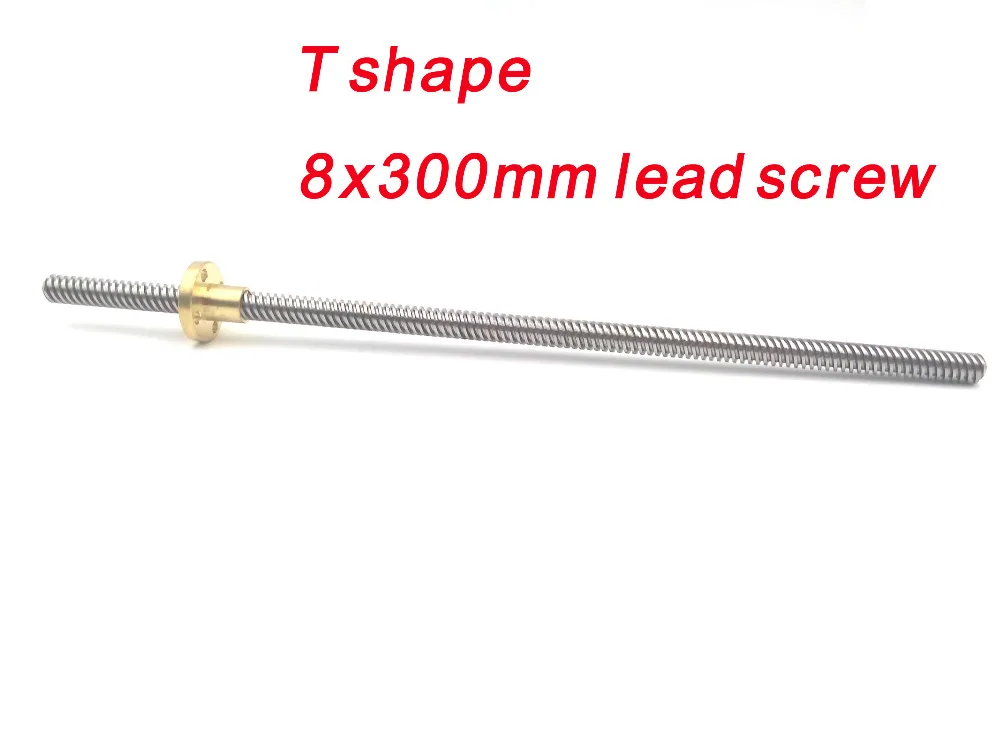 

2pcs T8*8 mm Lead Screw 300mm 8mm Lead Trapezoidal Spindle Screw Lead Screw Rod T Shape Linear Rail Bar Shaft Brass Nut