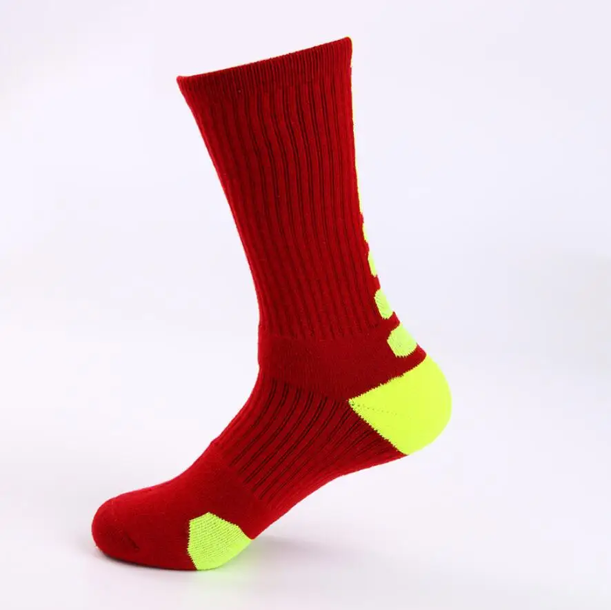 Новинка, мужские носки для спорта на открытом воздухе, велоспорта, велосипеда, пешего туризма, баскетбола, футбола, бега, Компрессионные носки, Calcetines Ciclismo Hombre - Цвет: Red Fluorescent