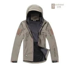 Ветровка Акула кожи Открытый Охота Кемпинг водостойкий ветрозащитный пальто из полиэстера куртка с капюшоном камуфляж армии одежда