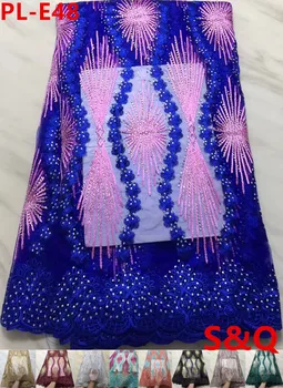 

Popular 5yard african french lace fabric with stone high quality 2018 nigerian lace fabrics for dress african lace fabric PL-E48